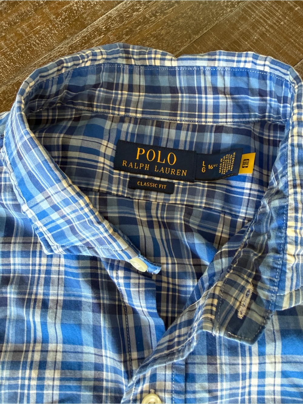 Polo by Ralph Lauren Blue & White Plaid Classic-Fit Button Shirt
